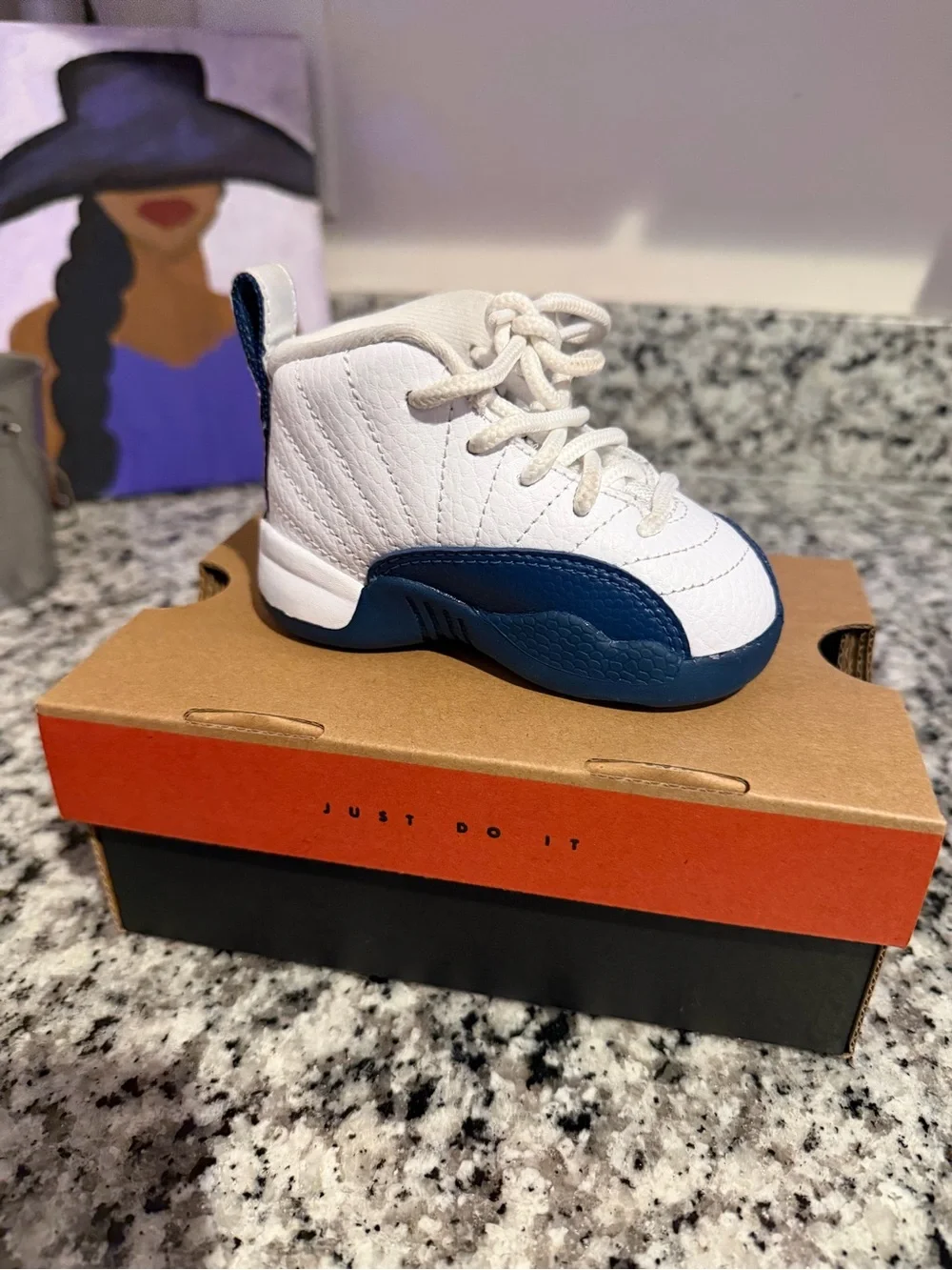 Jordan Kids White and Navy High-Top Sneaker